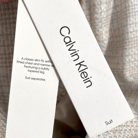 X Calvin Klein Tweed Blazer, Size 6, Petite, Light Cream Silver Peach Light Blue - Picture 10 of 11